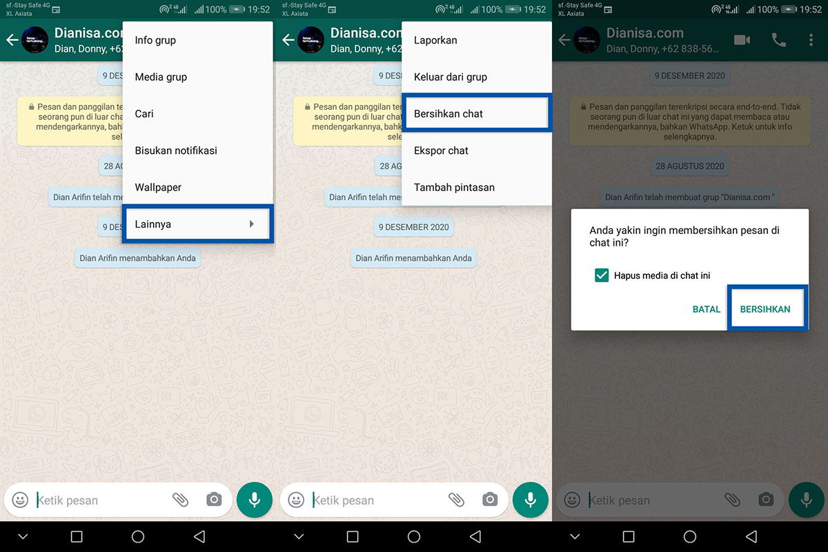 2 Menghapus Chat Grup WhatsApp