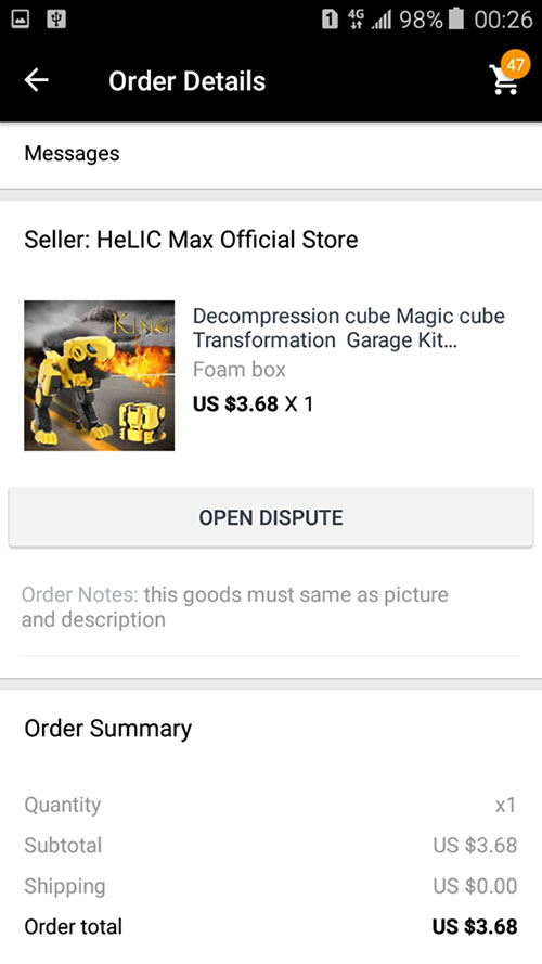 3. Pilih Open Dispute