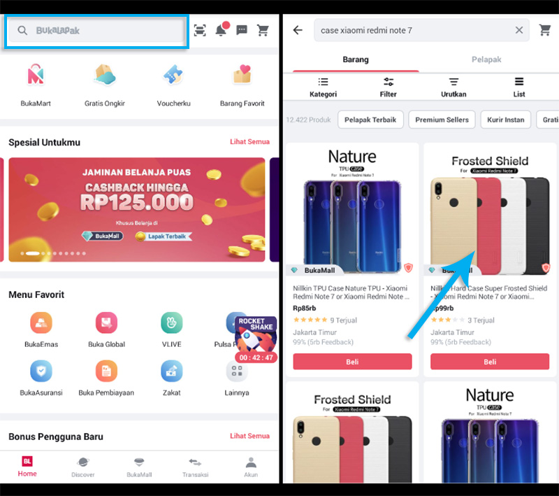 1. Cari Barang di Aplikasi Bukalapak