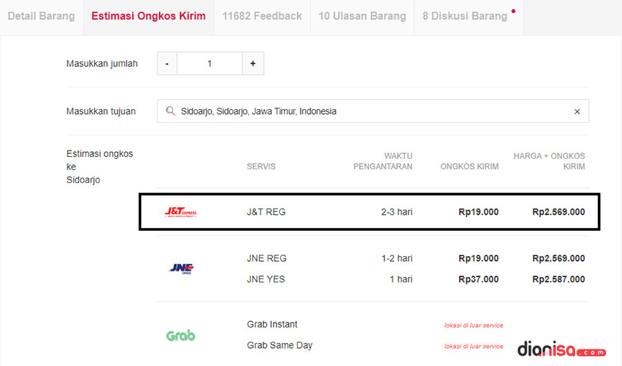 3. Opsi Kurir Bukalapak