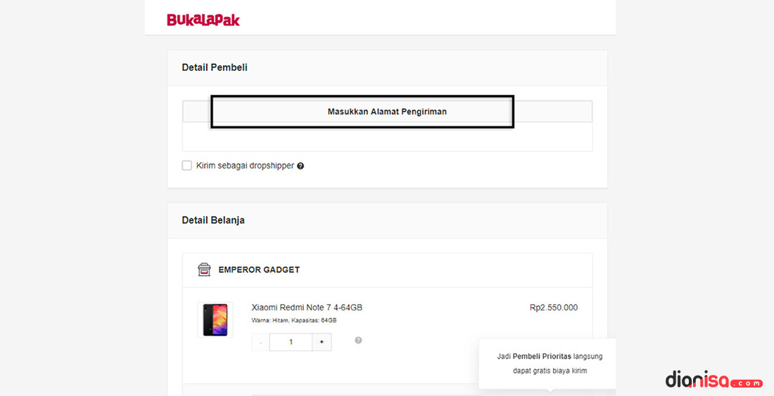 5. Opsi Alamat di Bukalapak
