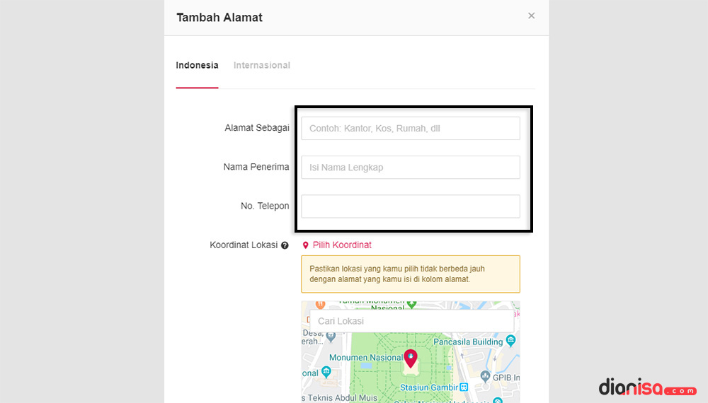 6. Input Alamat di Bukalapak