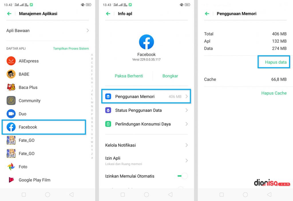 Hapus Data Aplikasi Realme