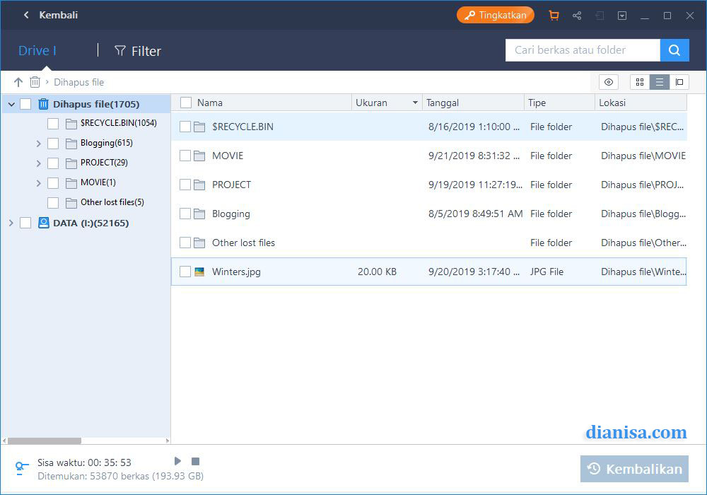 2 Mengembalikan File Terhapus