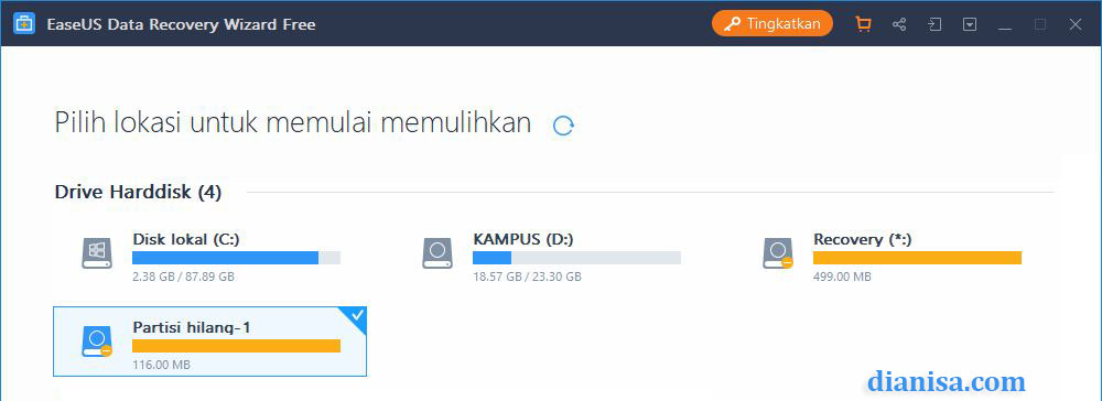 Partisi Hilang - EaseUS Data Recovery