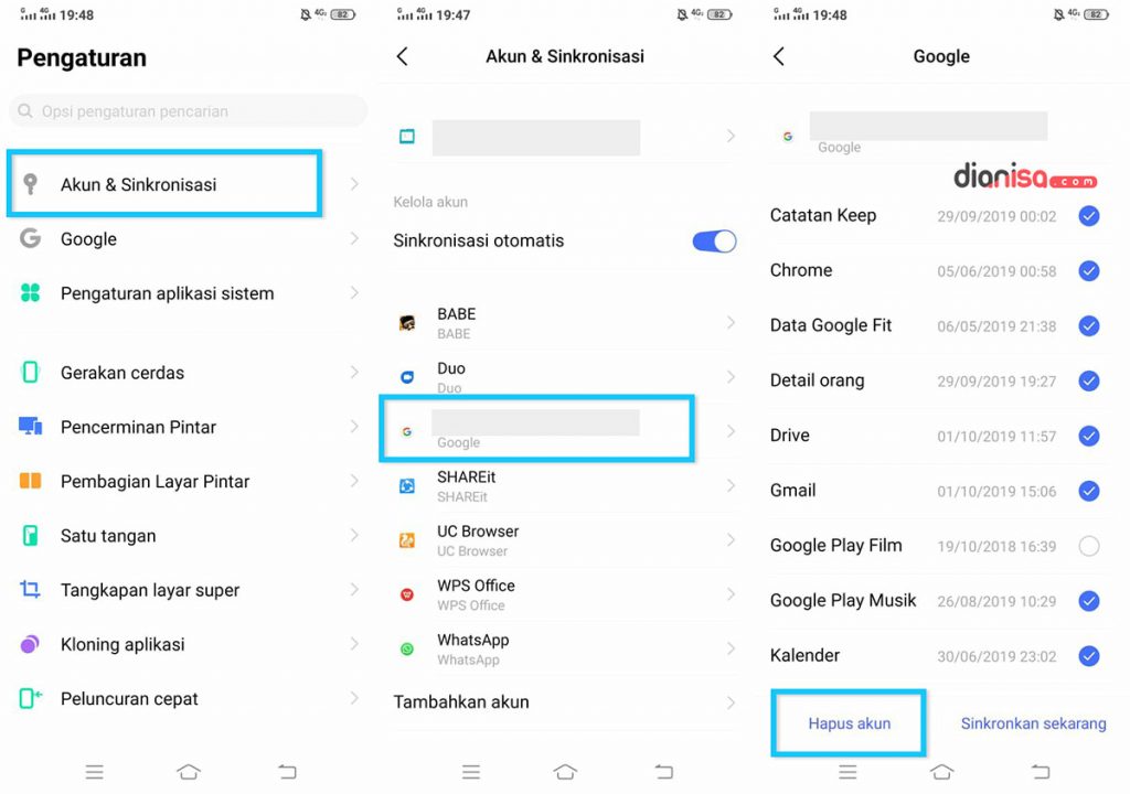 Hapus Akun Google VIVO