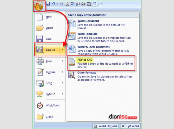 Menyimpan File Word Ke Pdf Dengan Office Word 2007 2010 Dst