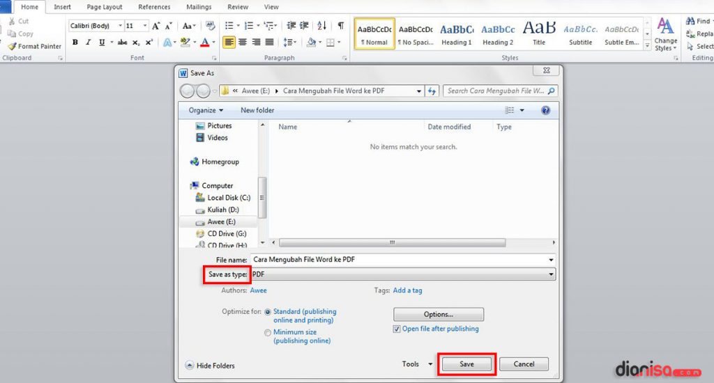 Mengubah File Word Jadi PDF Office 2010