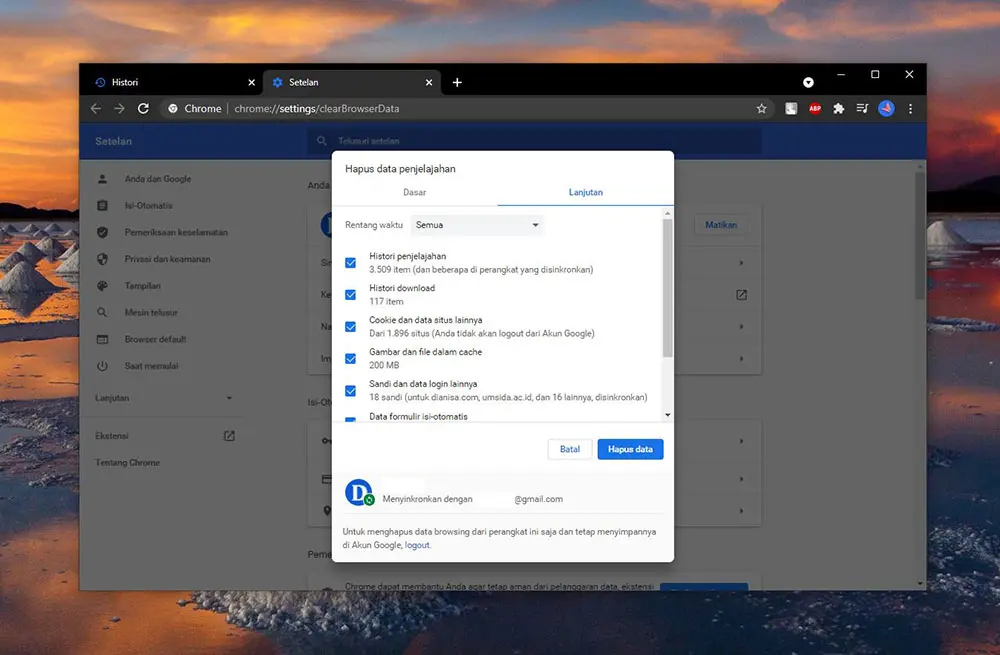 Cara Membersihkan Histori Google Chrome