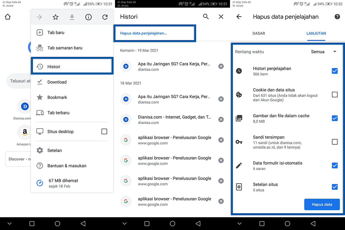 Membersihkan Histori Pencarian Chrome Android