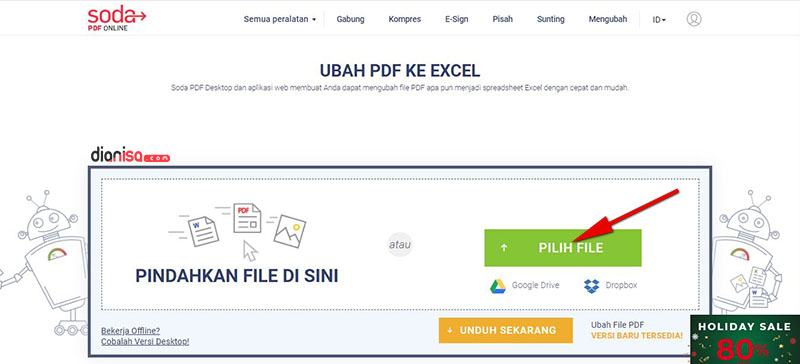 PDF ke Excel - SodaPDF
