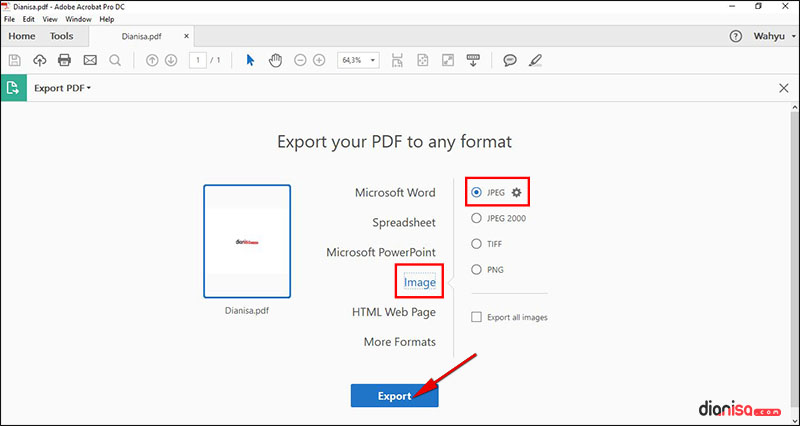 PDF ke JPG - Adobe Acrobat