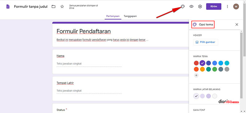 Tambahkan Tema