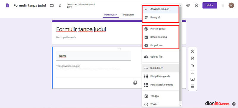 Jenis Jawaban
