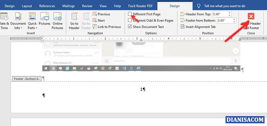 7 Menghilangkan Different Fist Page