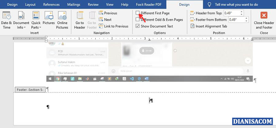 8 Menghilangkan Different Fist Page
