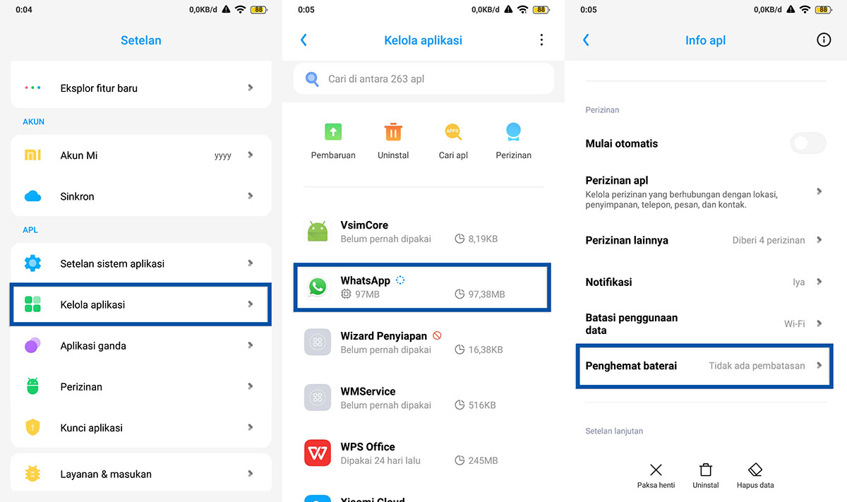 Matikan fitur penghemat baterai aplikasi