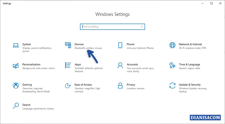 1 Masuk menu Settings Device Windows