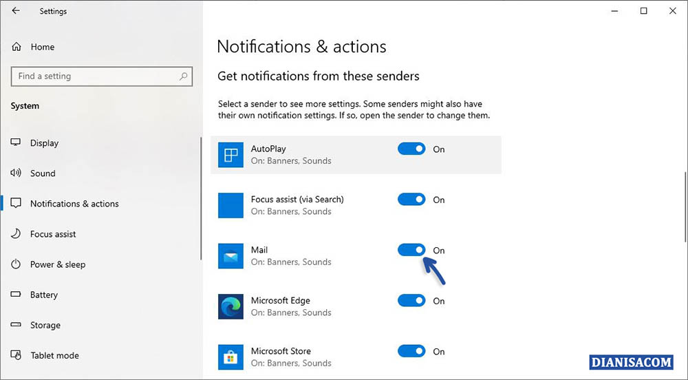 2 Mematikan Notifikasi Aplikasi Windows 10