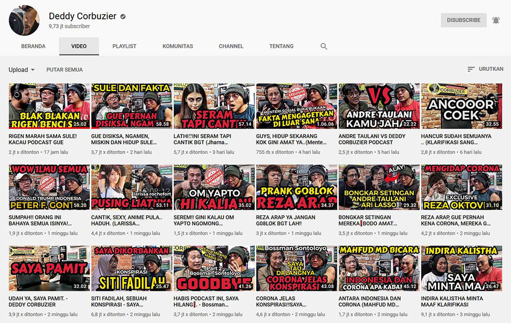 YouTube Deddy Corbuzier