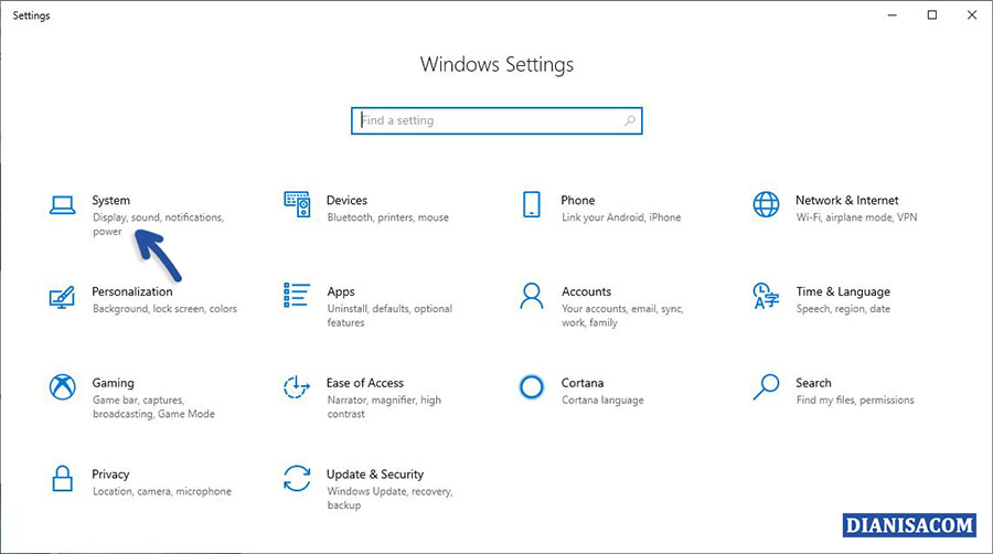 1 Masuk Menu System Windows 10