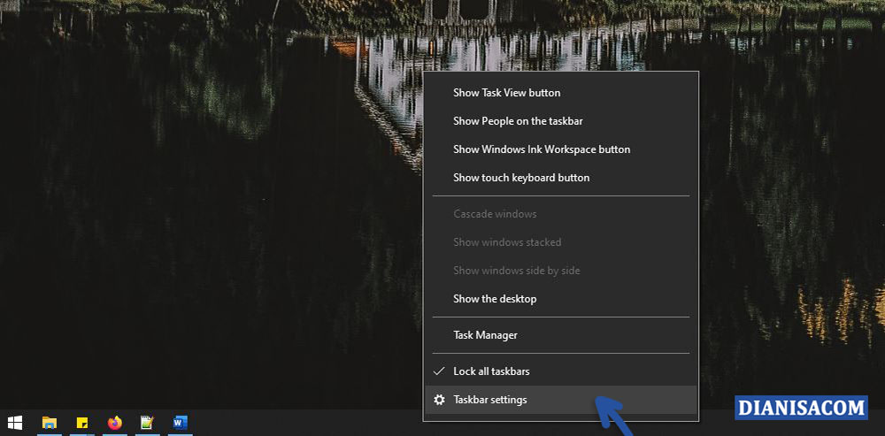 1 Memilih fitur Taskbar Windows 10