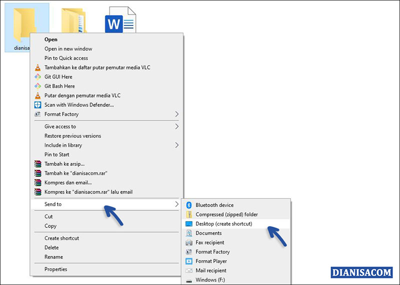 1 Mengirim Shortcut ke Desktop Windows