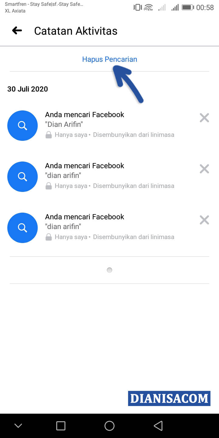 2 Hapus Log Pencarian Facebook