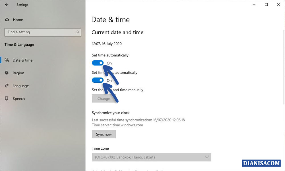 2 Mematikan Set Time dan Set Zone Automatically