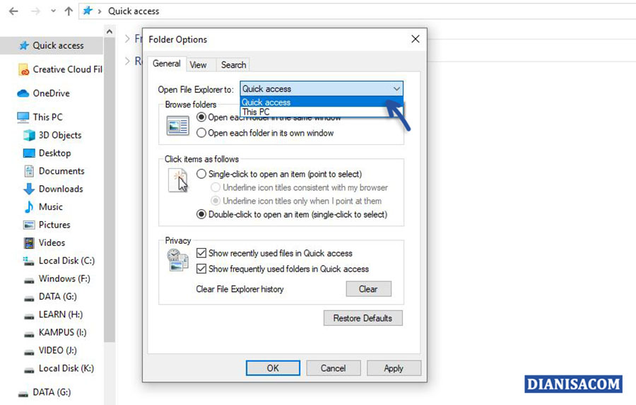 Menampilkan Quick Access Windows 10