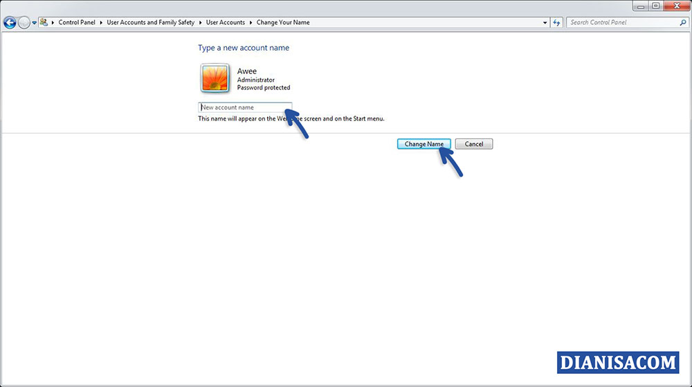 Mengganti Nama User Windows 7
