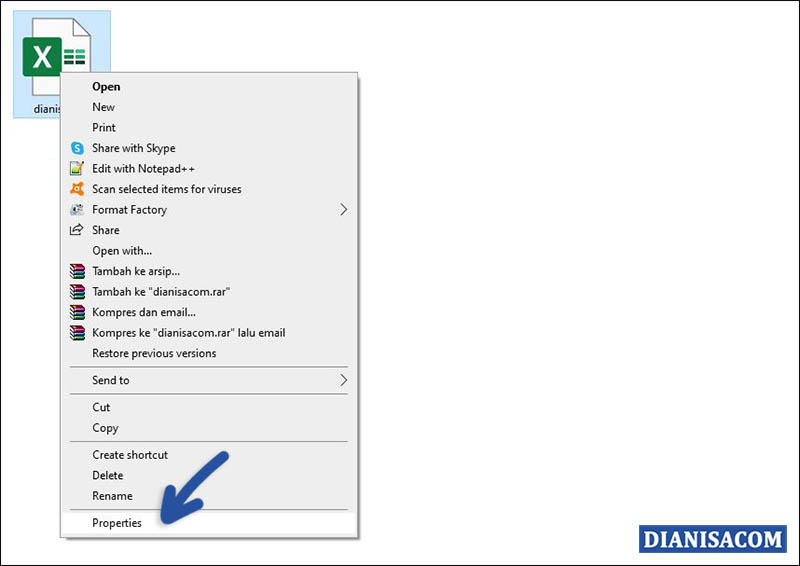 1 Klik Properties Microsoft Excel