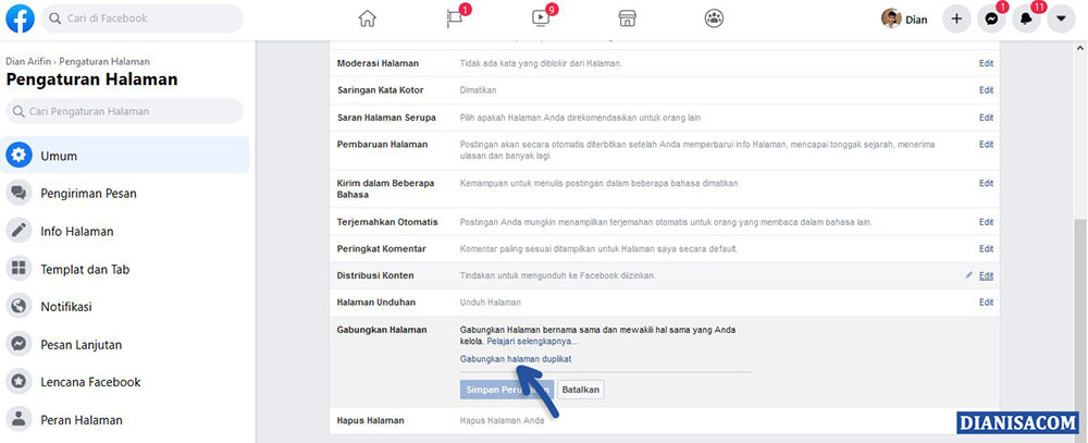 1 Menggabungkan Halaman Facebook