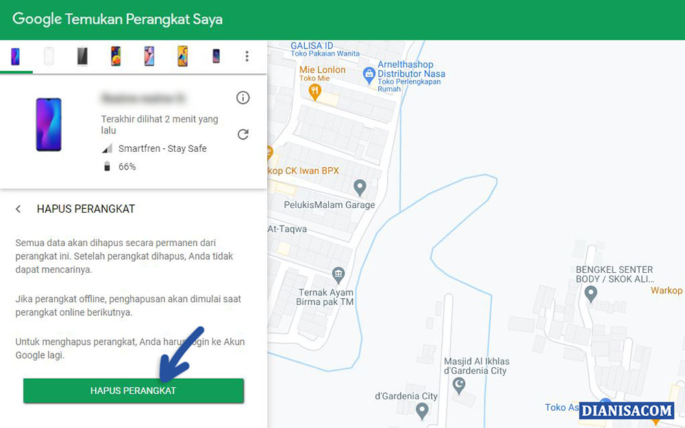 2 Hapus Perangkat Find My Device