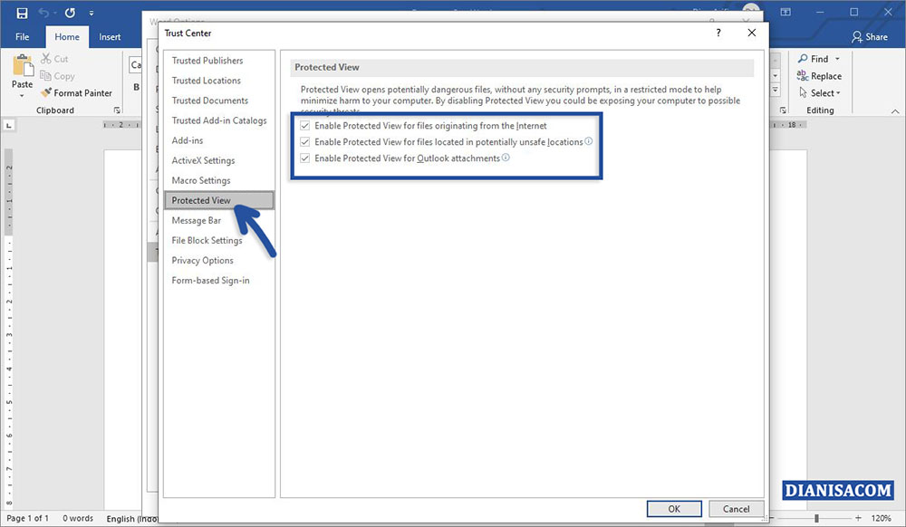 3 Disable Protected View Microsoft Word