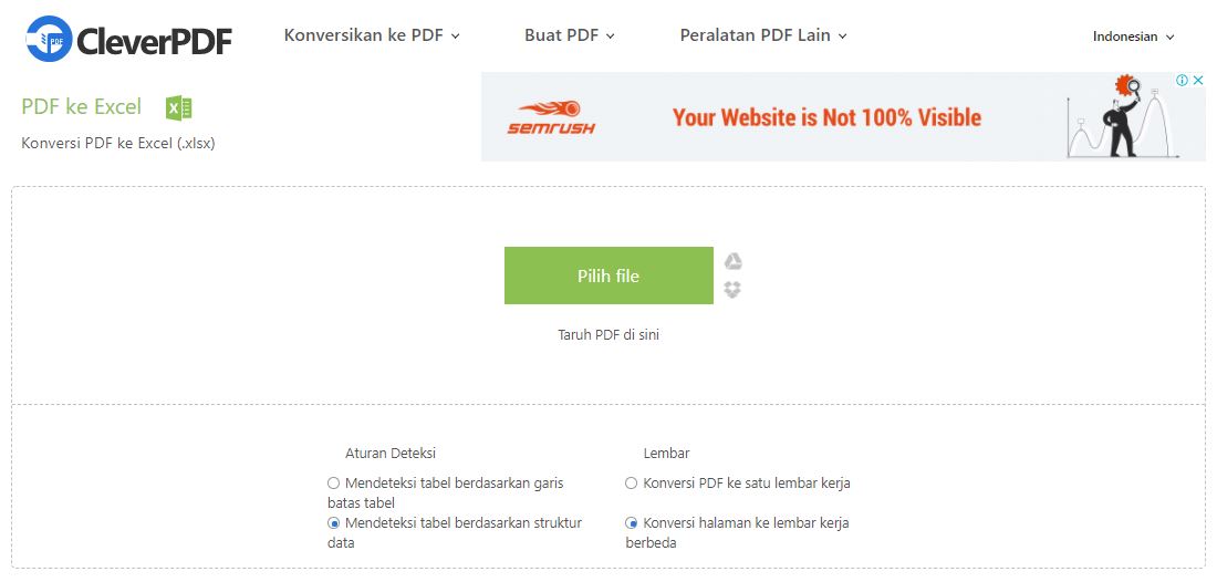 Mengubah PDF ke Excel CleaverPDF