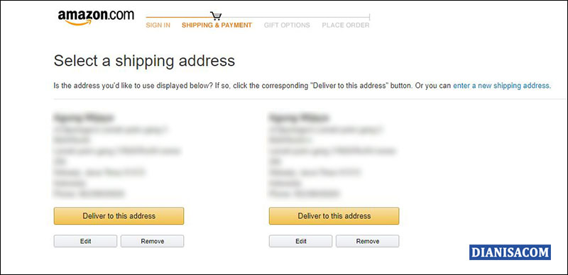Opsi Kirim Alamat Pengiriman