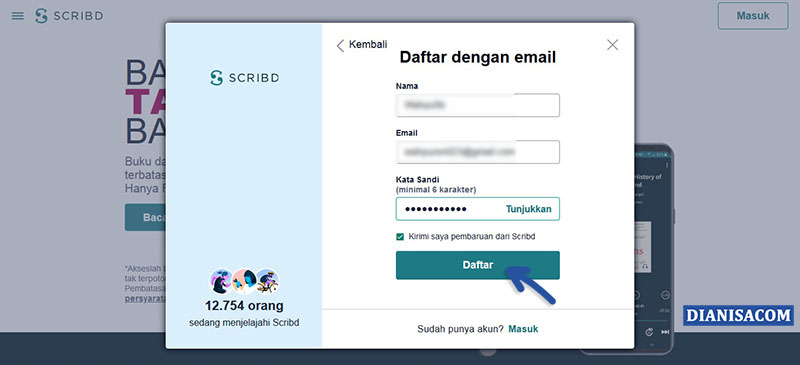 Membuat Akun Scribd