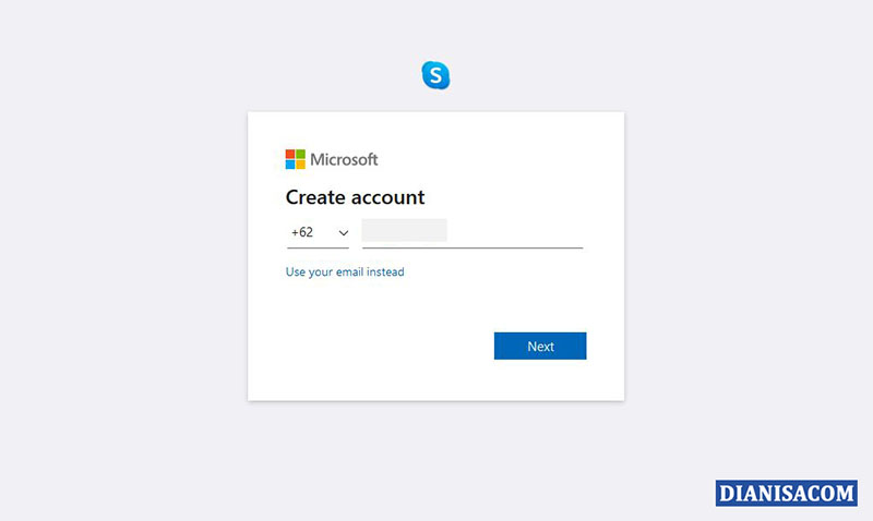 1 Masukkan Nomor Telepon atau Email