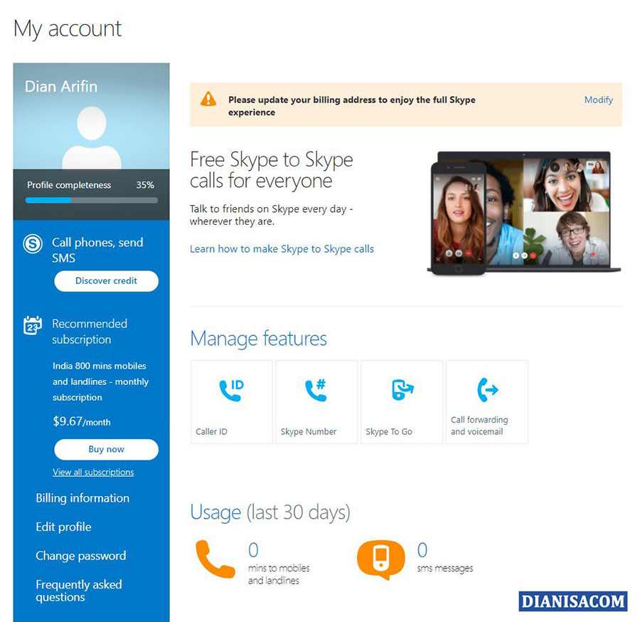 6 Tampilan Dashboard Skype