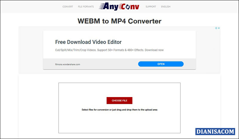 Ubah WebM ke MP4 Anyconv