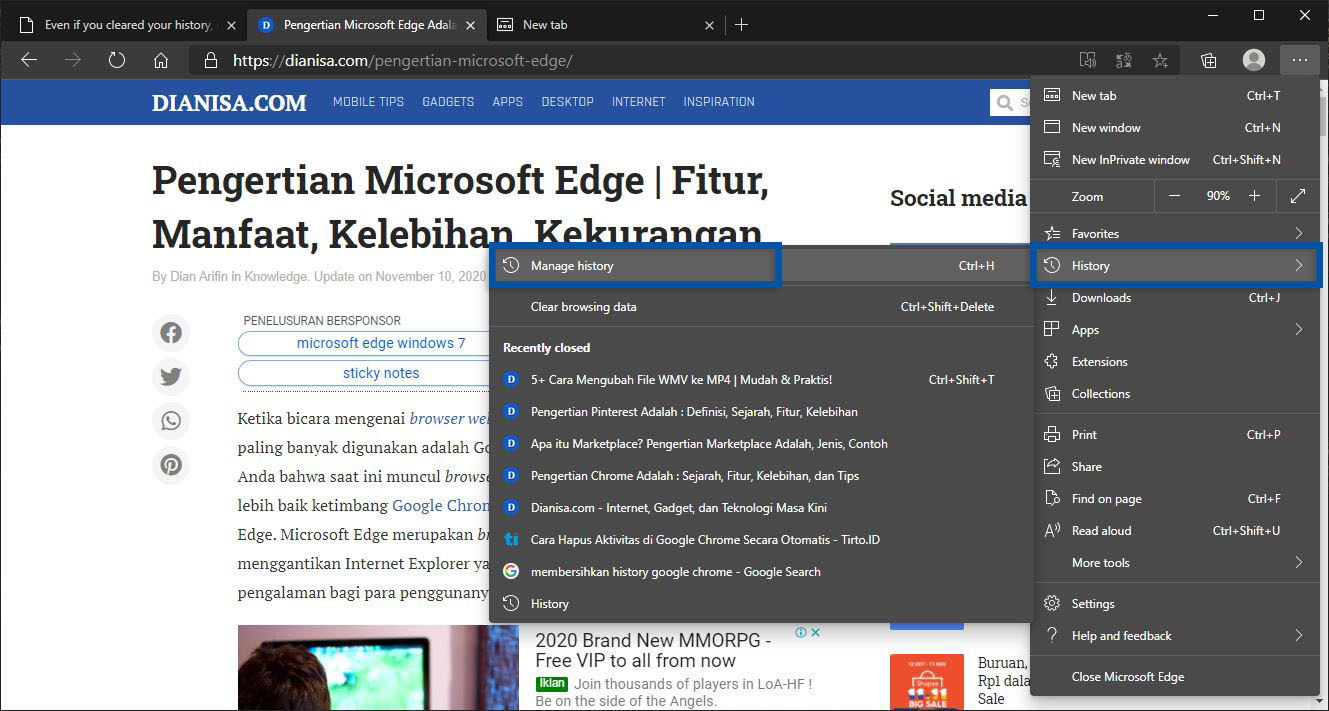 1 History Microsoft Edge