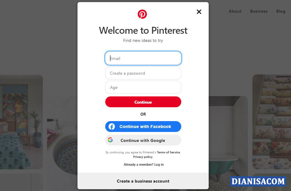 2 Membuat Akun Pinterest