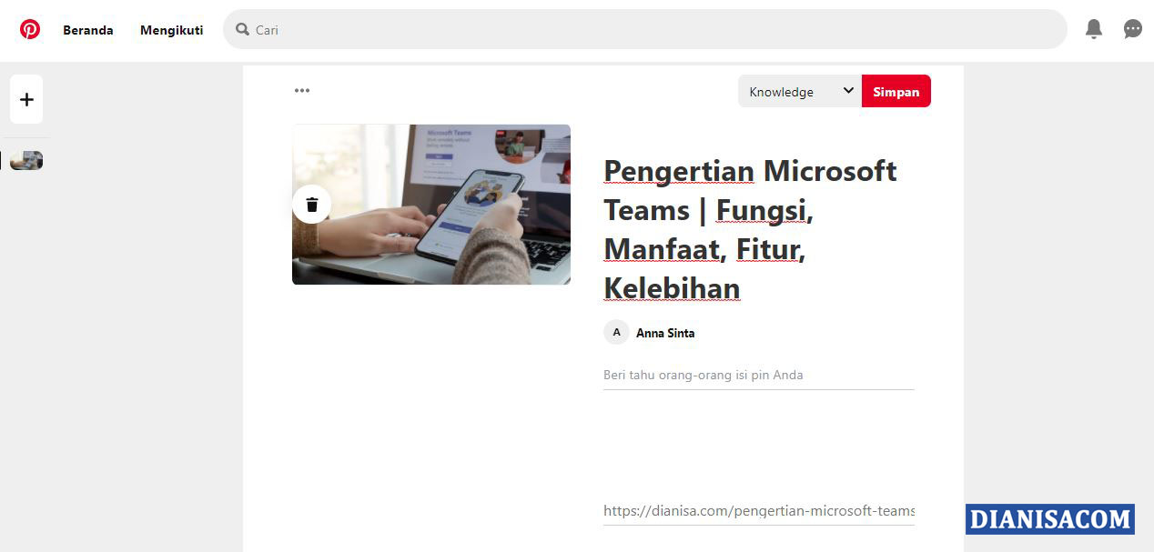 4 Menambahkan Judul Link Pinterest