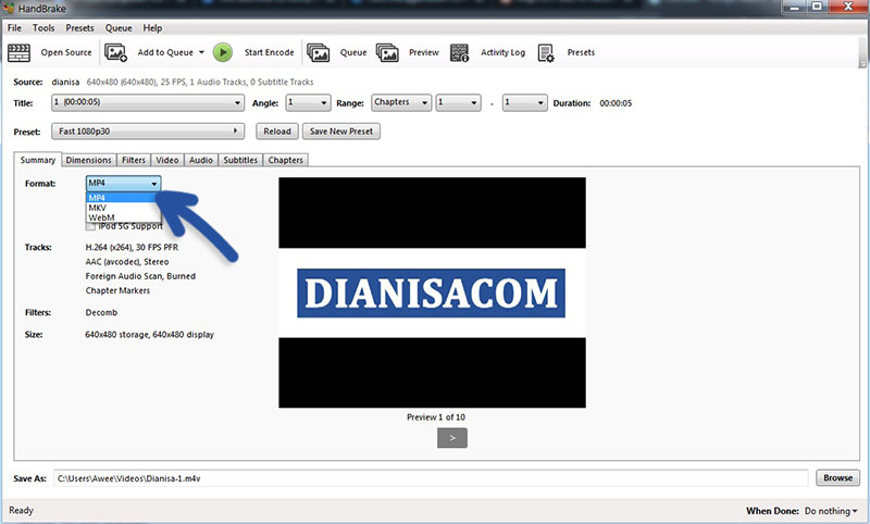 Ubah Format WMV Handbrake