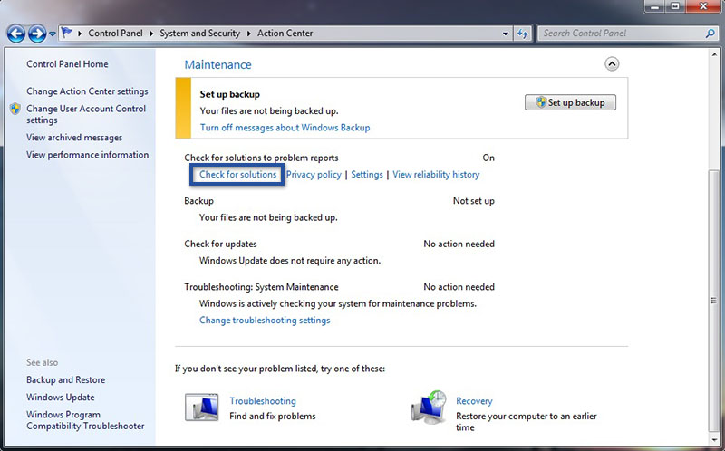 2. Menggunakan Action Center