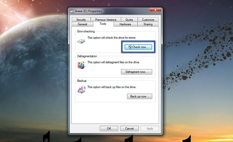 5. Periksa Hard disk