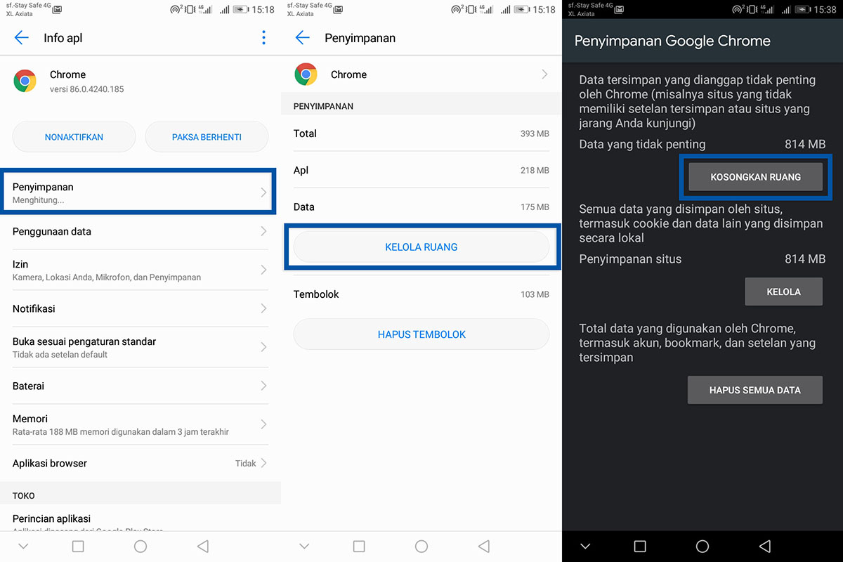 Hapus Data Google Chrome Android