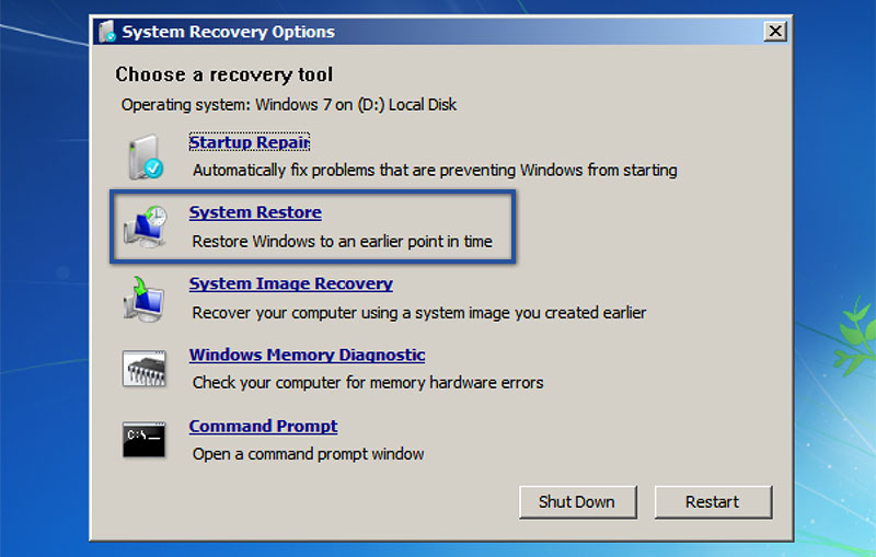 1. Menggunakan System Restore
