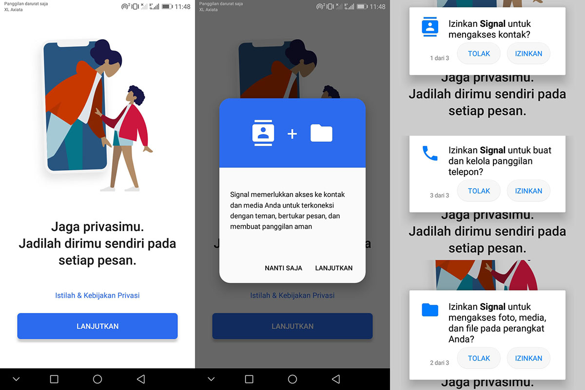 2 Perizinan Aplikasi Signal